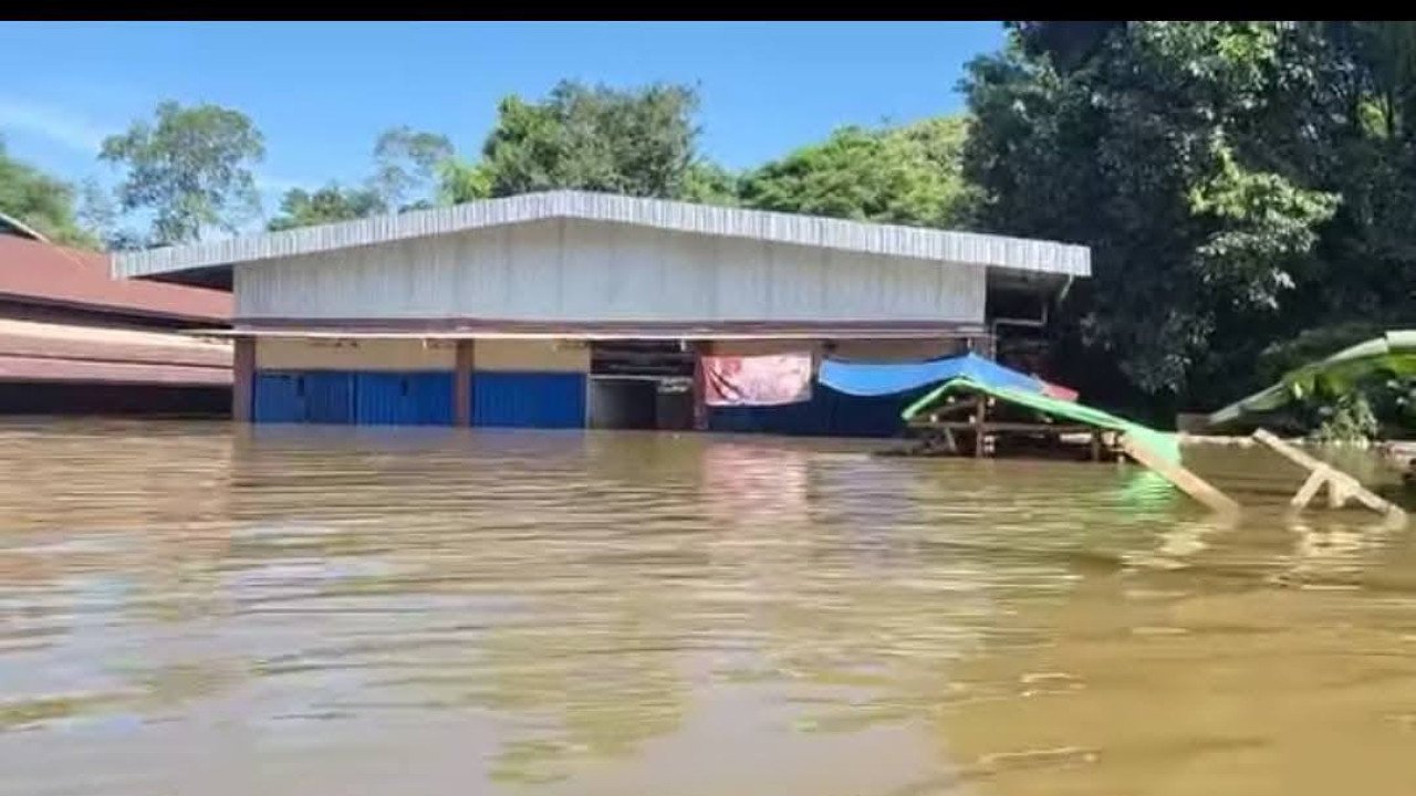 Kondisi banjir di Kecamatan Sandai
